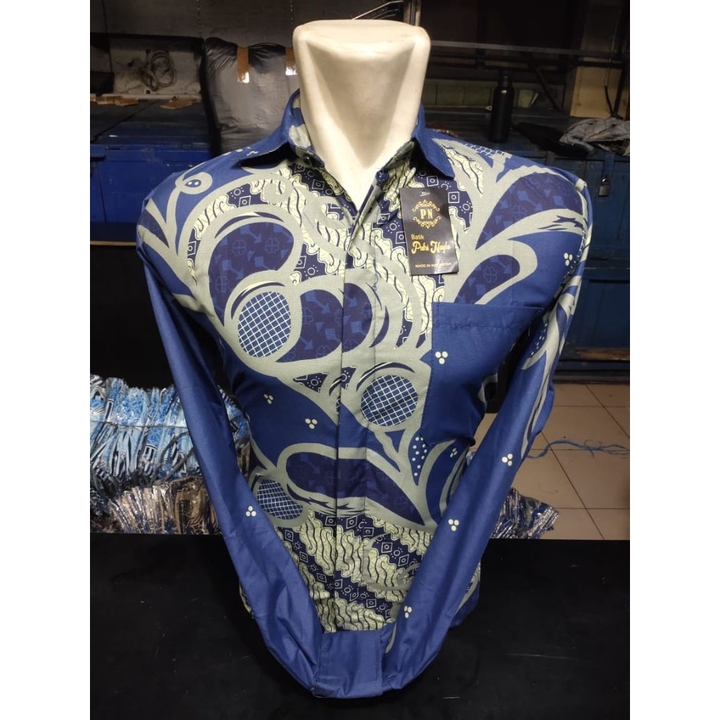 kemeja batik murah lengan panjang bahan polymicro batik seragam batik hajatan.