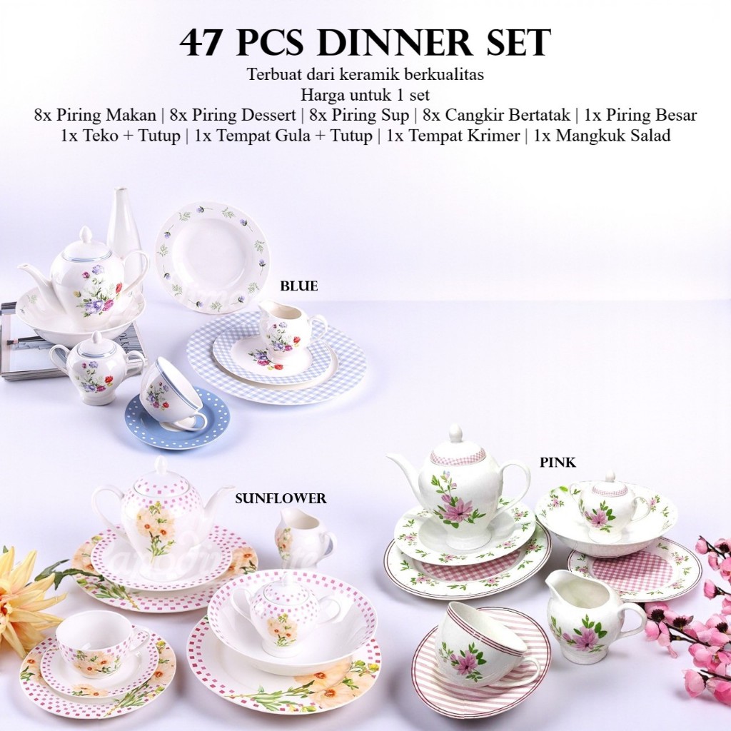CAPODIMONTE Dinner Set / Piring Makan Set Keramik isi 47 pcs