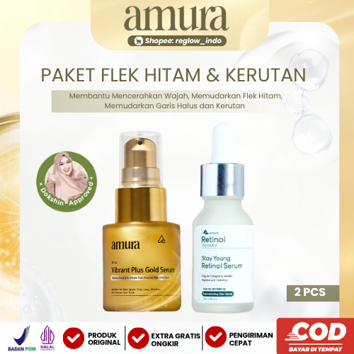 [Best Seller] Amura Skincare Gold Serum + Retinol Serum Flek Hitam & Kerutan