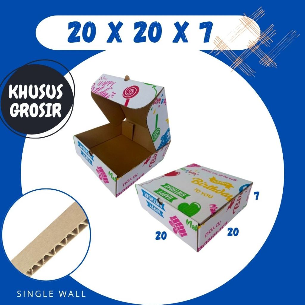kardus 20x20x7 LD Box Ultah Kado Happy Birthday Kemasan Kotak Kado Tas Kardus Hampers