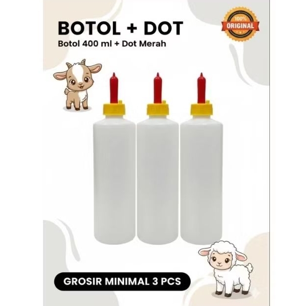 GROSIR Botol 400 ml + Dot Merah - Botol dot cempe kambing domba