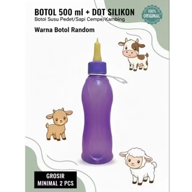 GROSIR Botol 500 ml + Dot Silikon Reguler - botol dot pedet sapi cempe kambing domba