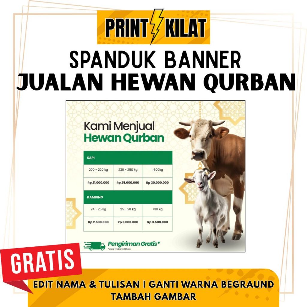 TERMURAH - SPANDUK JUALAN KAMBING, SAPI | BANNER JUALAN HEWAN QURBAN