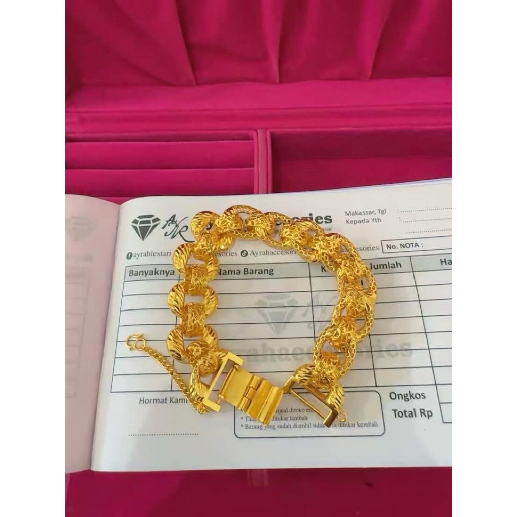 Ayrahaccesories gelang lipan bulat lapisan emas 24 K