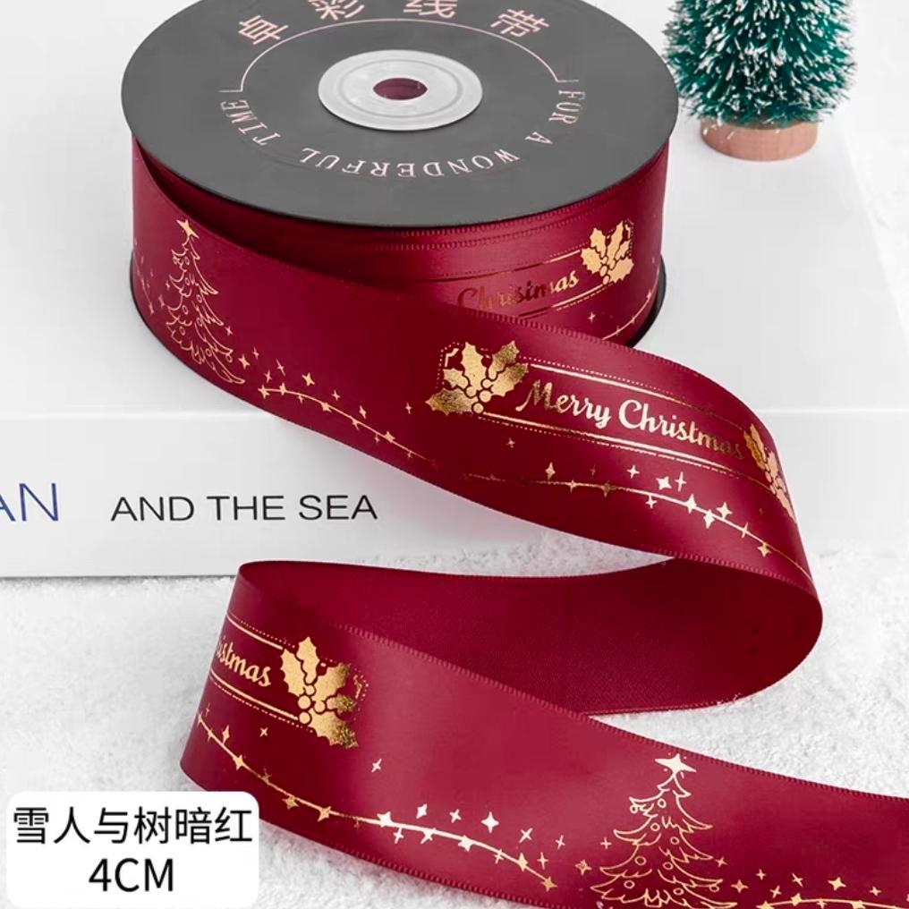 (1ROLL=22Meter) Pita Natal Pita kado Natal Pita Merry Christmas 4cm pita natal 4cm