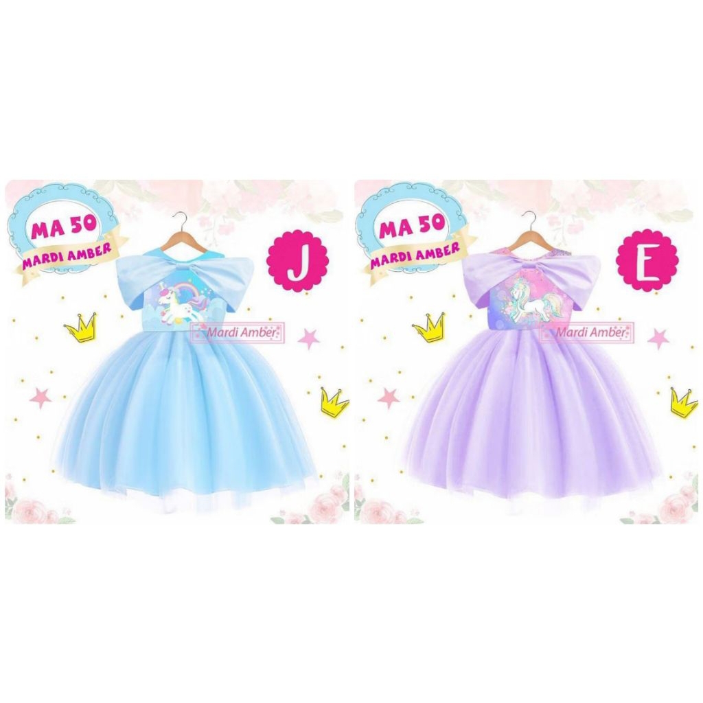DKPS Gaun Pesta Ulang Tahun Anak Kecil Unicorn Baju Pesta Ulang Tahun Anak Kecil Unicorn Baju Gaun D