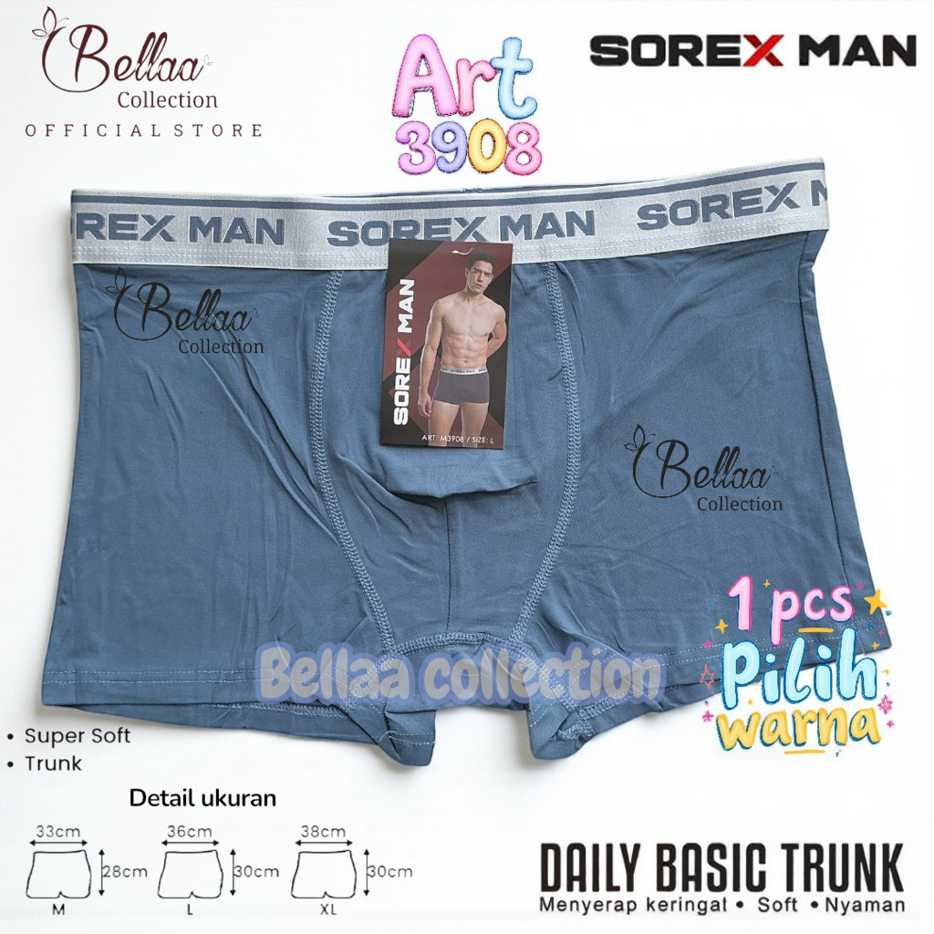 Celana Dalam Pria Sorex M3908 Model Boxer Karet Boxer Bahan Super Soft Adem dan Nyaman