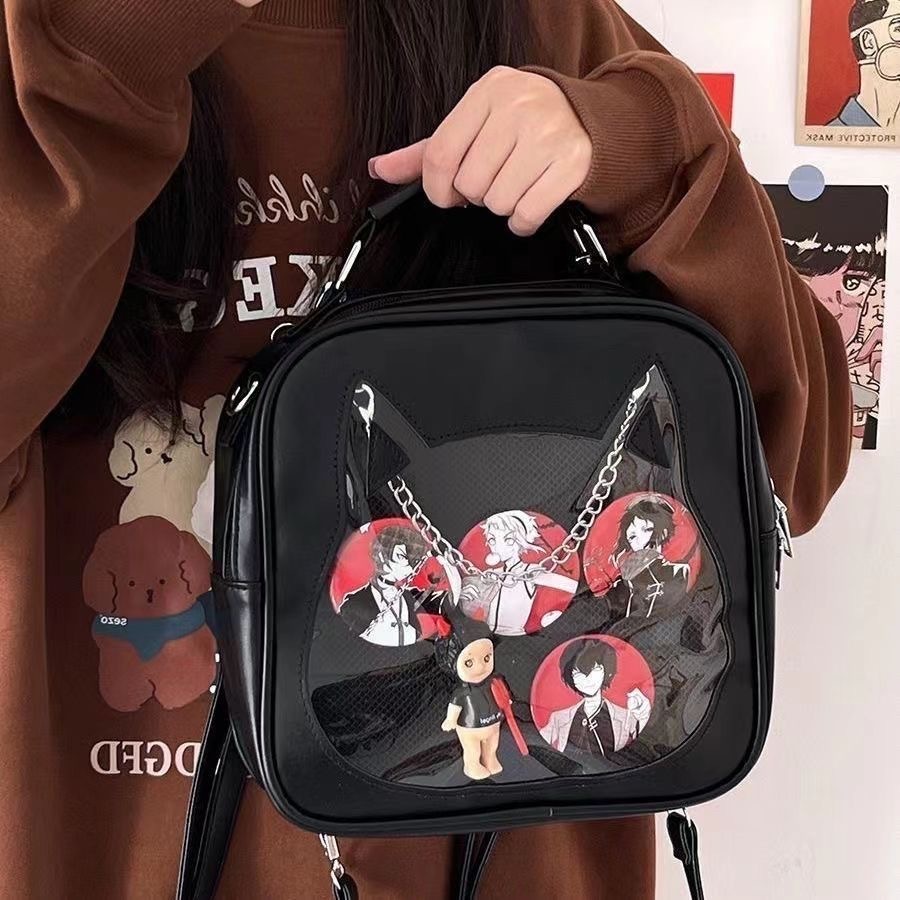 Tas "Ita Bag" Bentuk Kucing Lucu | Tas Karakter Kartun dengan Kompartemen Transparan untuk Kolektor
