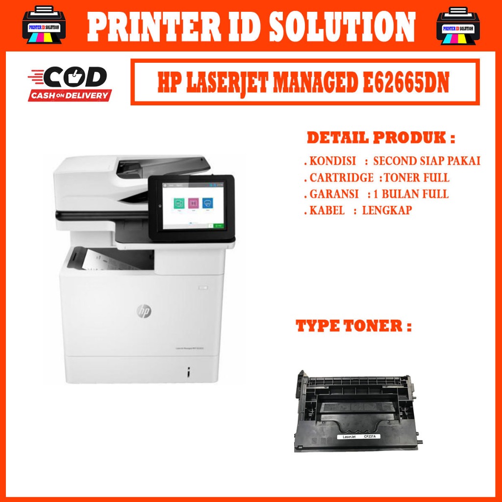 Printer hp laserjet managed e62665dn full tray fotocopy f4