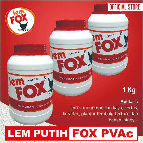 Lem Fox PVAC Botol 1 Kg / Lem Fox Kuning 1kg