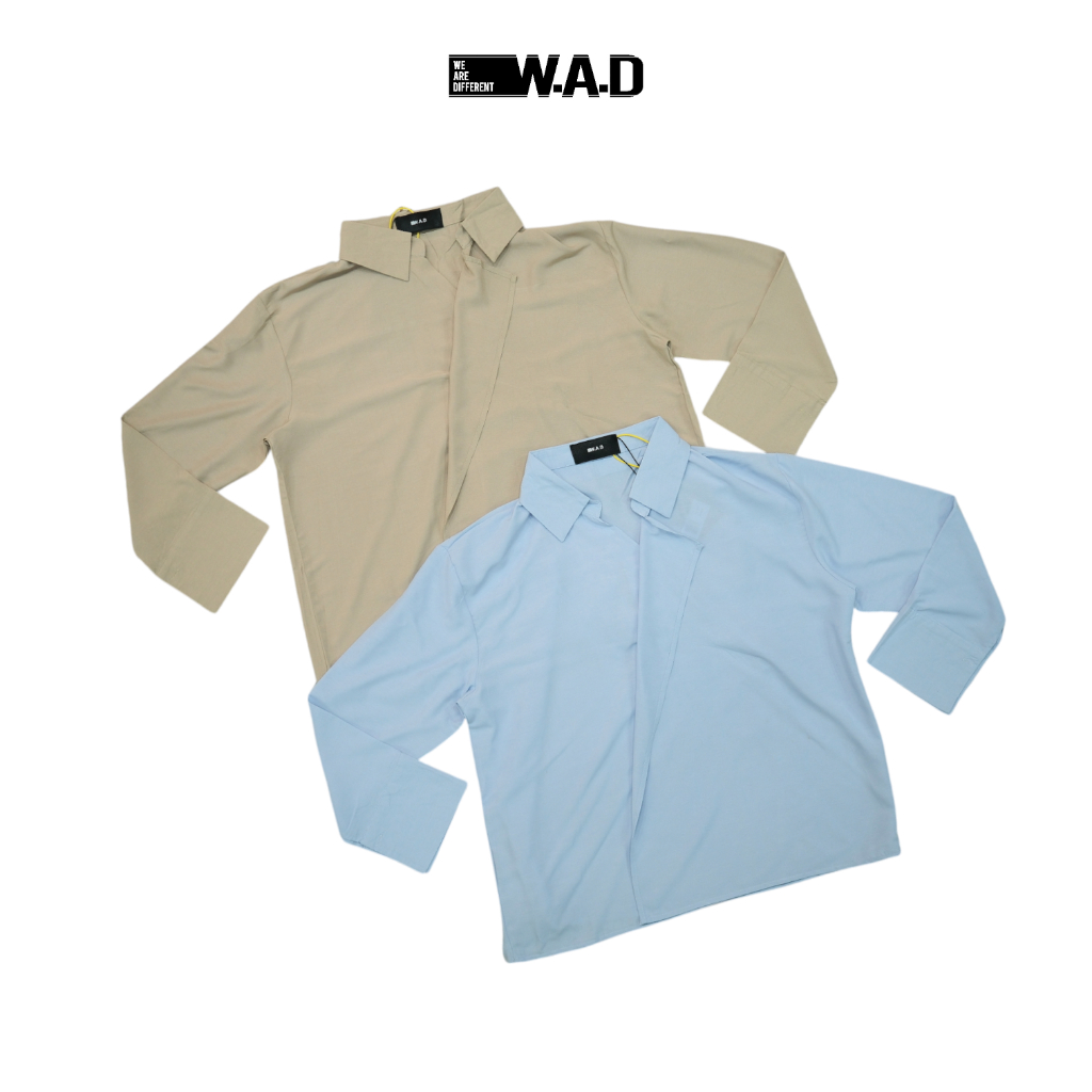 WAD - Blouse Lengan Panjang Wanita Casual With detail Camp Collar