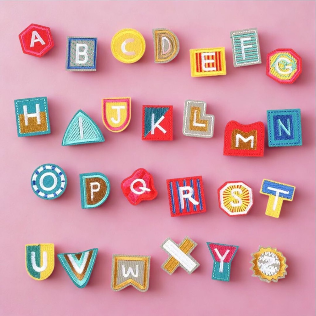 Huruf Motif iron Patch Webbing DIY tempel Webbing keychain