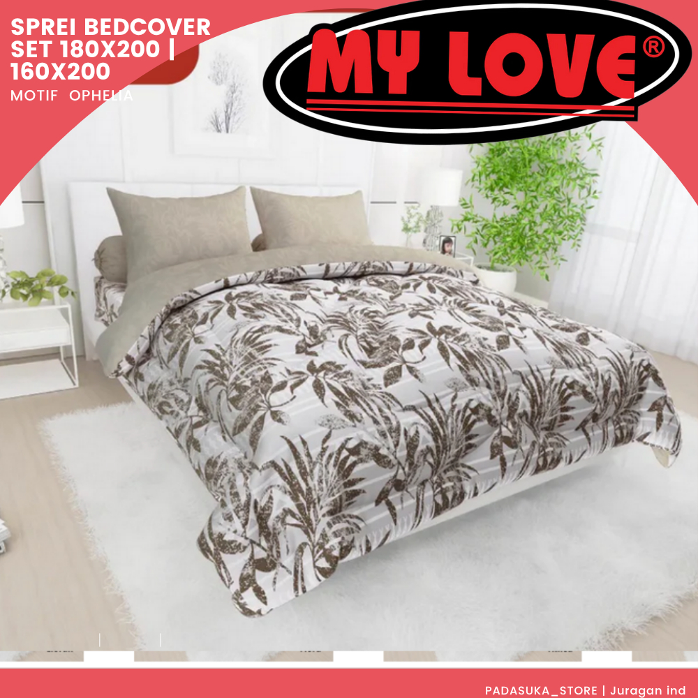 My Love Sprei bedcover set 180x200 ukuran king ( 180x200 ) | queen ( 160x200) | EXTRA 200 | RUMBAI 1