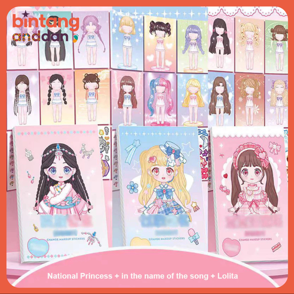 20PCS Stiker Berganti Pakaian Buku Stiker Anak DIY/Stiker anak jumbo ganti wajah change makeup