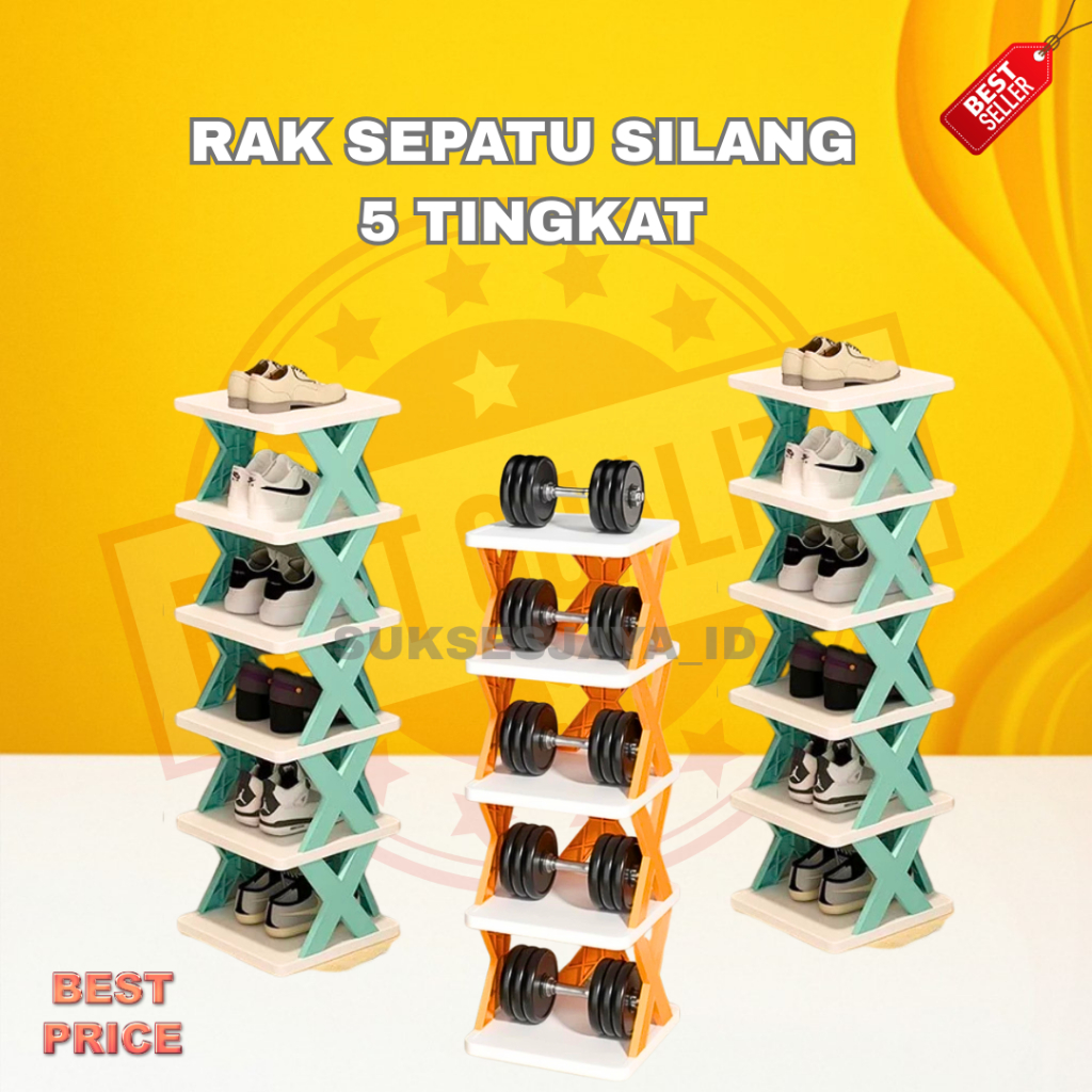 RAK SEPATU SERBAGUNA PLASTIK 5 SUSUN  / RAK SEPATU SUSUN MULTIFUNGSI 5 SUSUN