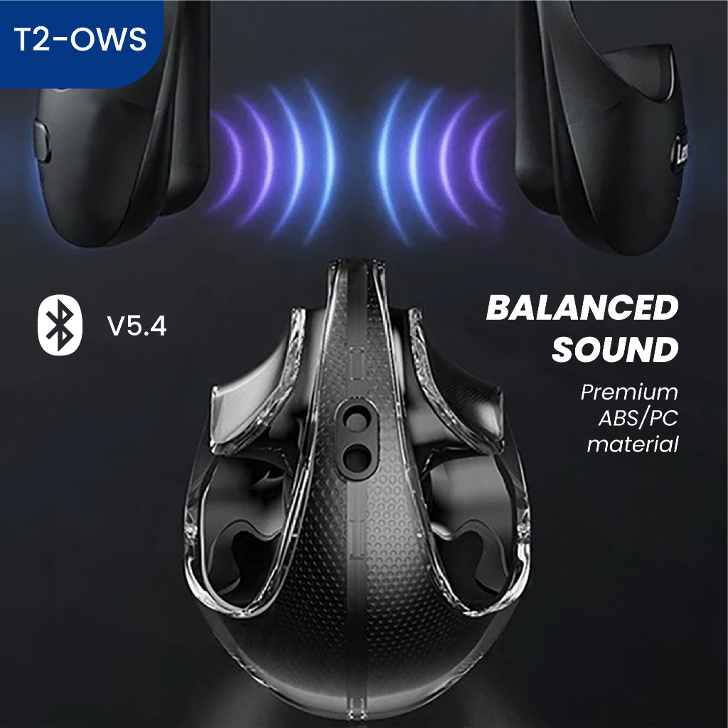 Headset Bluetooth T2-OWS TWS Bass Suara Jernih