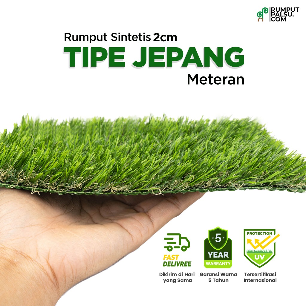 Rumput Sintetis Jepang 2cm Per Meter | Karpet Taman Dekorasi Rumah Outdoor Indoor Lembut & Tebal