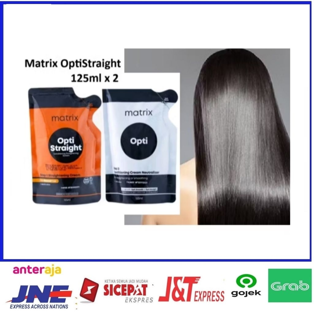 1set smoothing rambut matrix Opti straight mini 125ml step1 dan step 2. obat pelurus rambut matrix