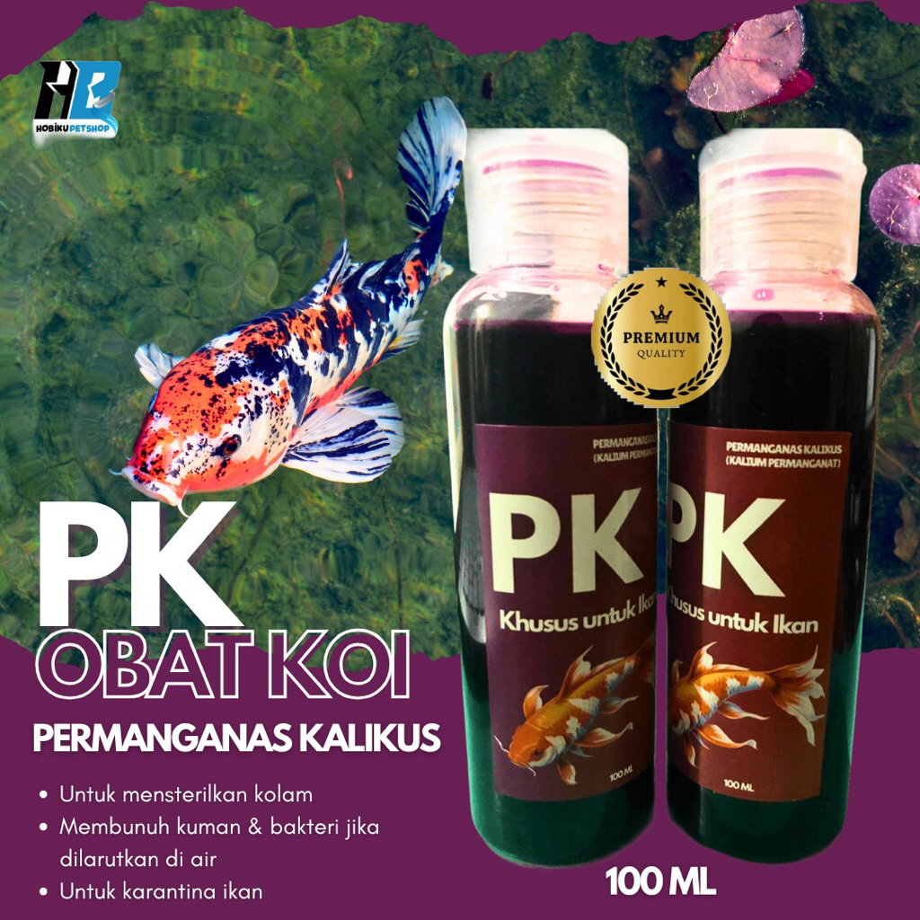 PK Ikan Koi 100ML Kalium Pemanganat PK kmno4 Obat Cacar Ikan Obat Karantina Ikan
