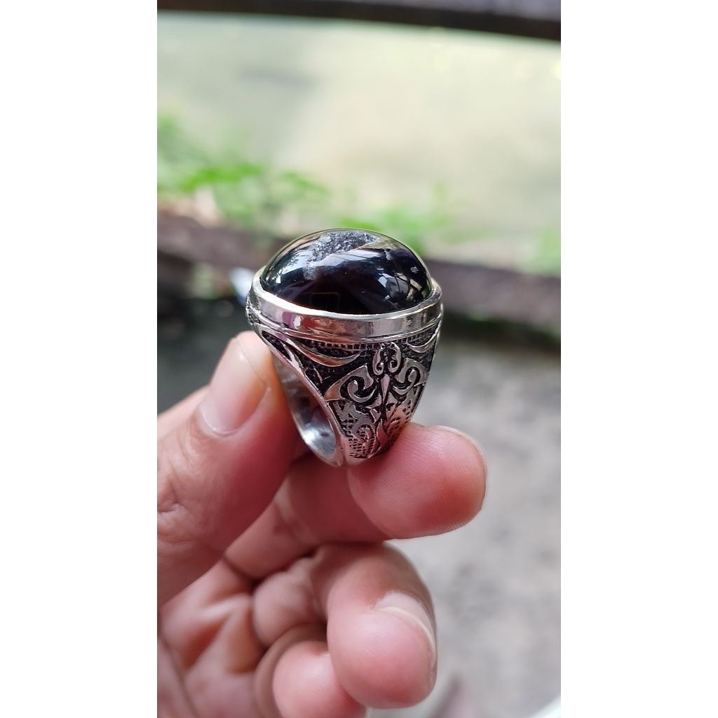 batu Yaman combong merah kristal asli natural mewah ring 7/8