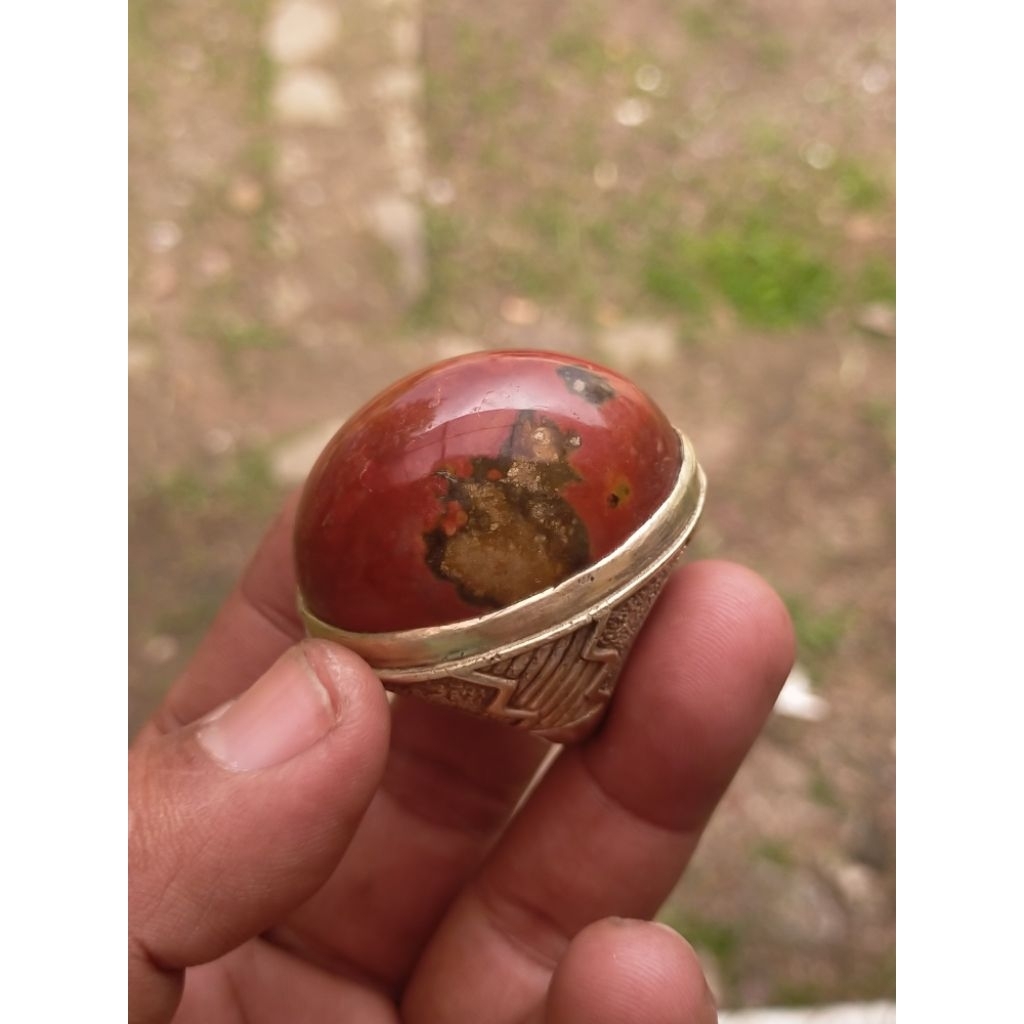 cincin batu natural ati ayam motif gambar semar
