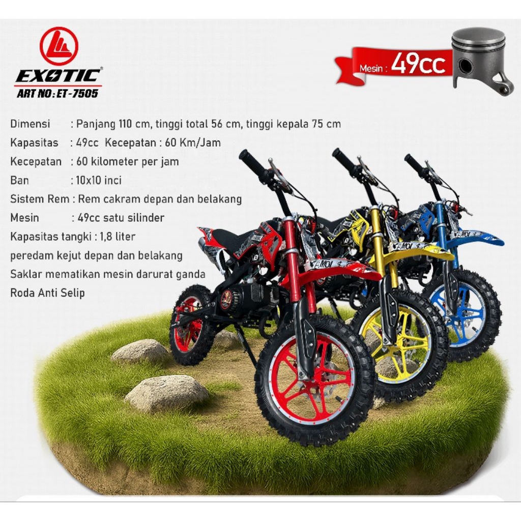 Mini Trail Exotic ET 7505 49cc Motorcross Mainan Anak