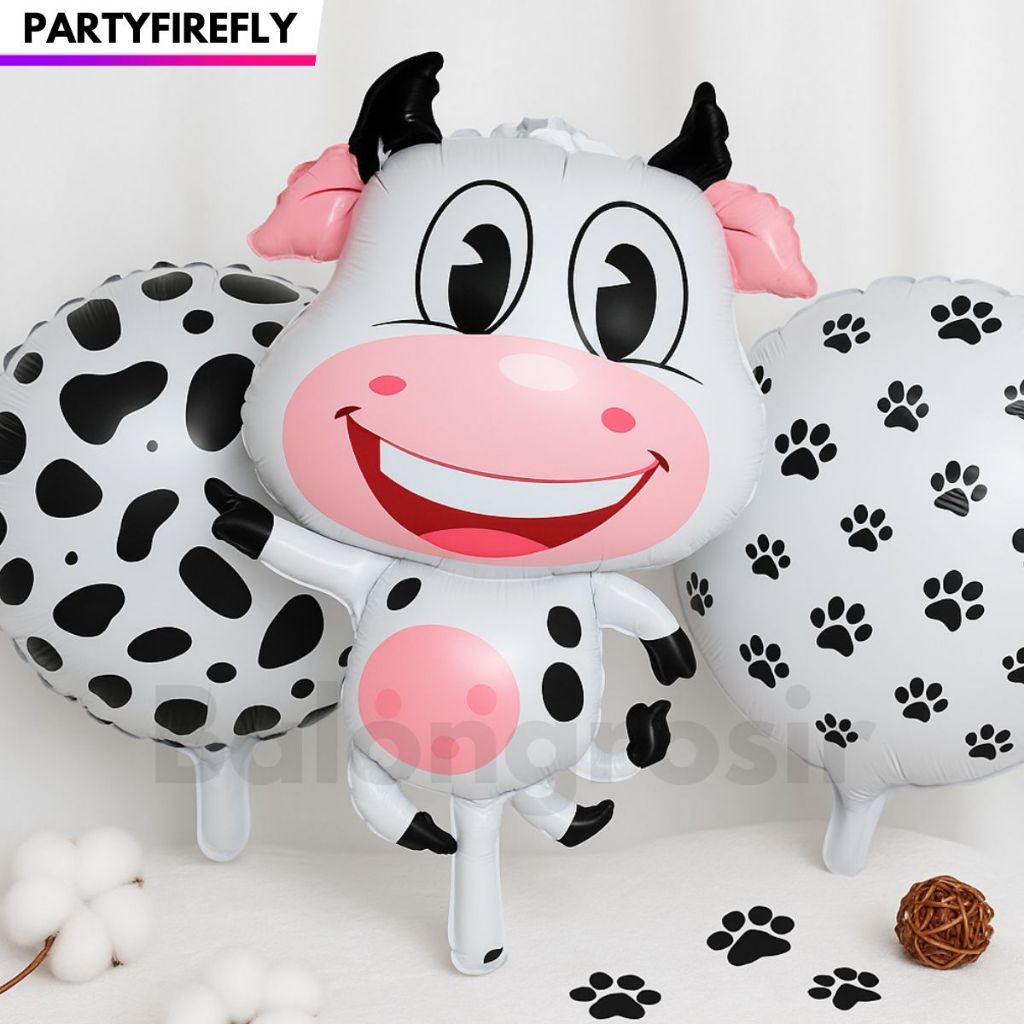 Balon Foil JUMBO Farmville / BULAT Motif Sapi / Ayam Biru / Doggy / Peternakan Binatang / Farm / Ter