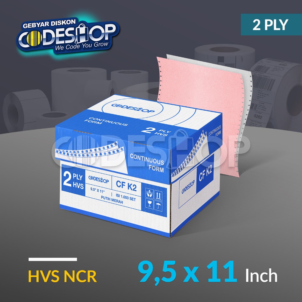 Kertas A4 Continous Form 9.5x11 Inch Faktur Dokumen Paper 2 Rangkap Ply 2Ply NCR 9,5"x11" isi 1000