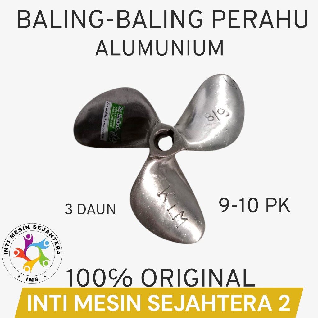 Baling Baling Alumunium 9-10PK kipas kapal perahu nelayan daun 3 propeller
