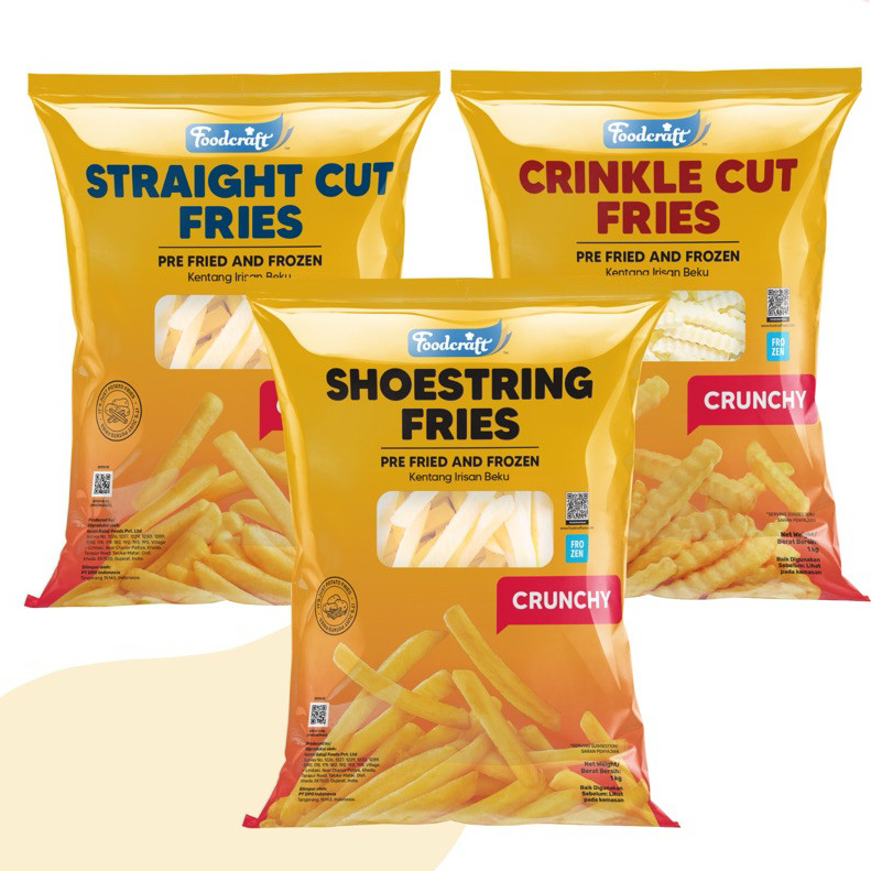 Foodcraft Kentang Goreng Frozen 1kg - Shoestring - Crinkle Cut - Straigh Cut / French Fries