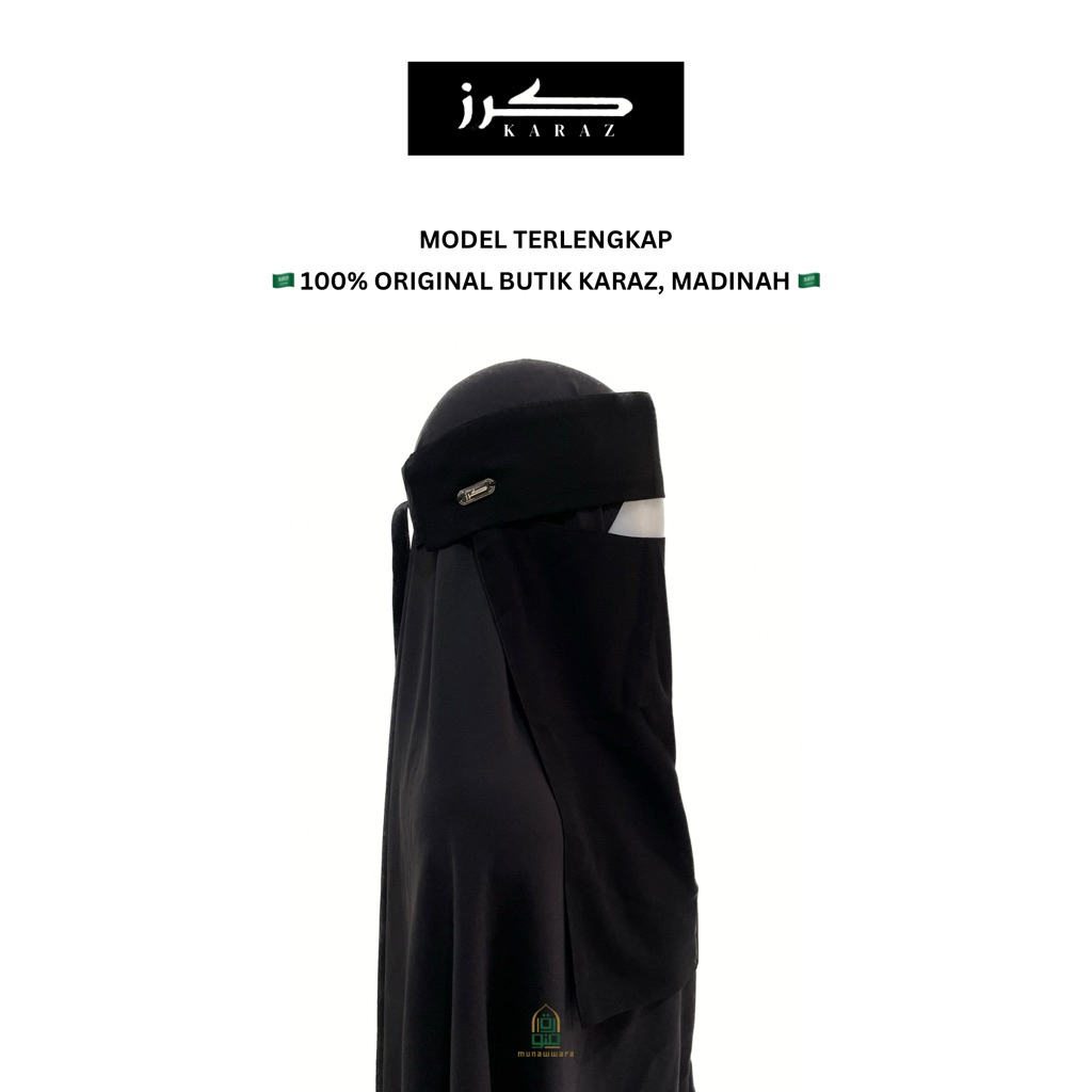 [Munawwara.id] Niqab Karaz Original Madinah Saudi Arabia | Cadar Poni Bandana Hidden Eyes Pad Kaku