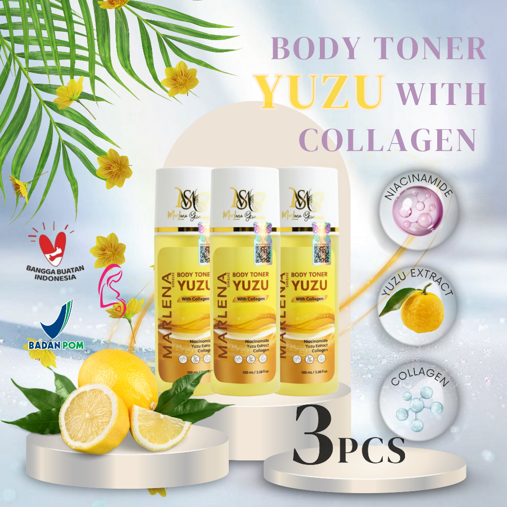 PAKET HEMAT 3 TONER BADAN KELUPAS LIME YUZU WITH COLLAGEN   BPOM
