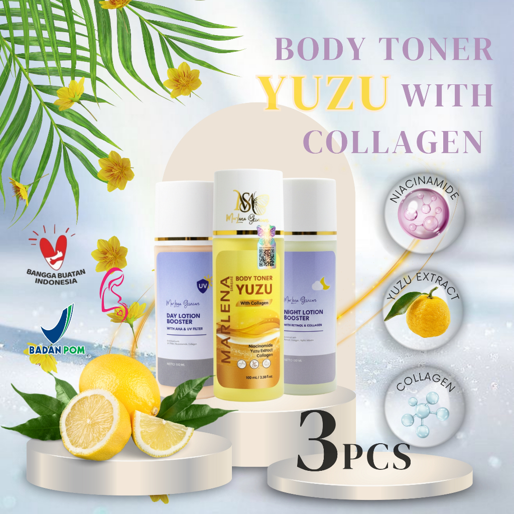 Lotion Booster Marlena day SPF 70 dan Lotion Booster Night I Body Toner Yuzu Lime