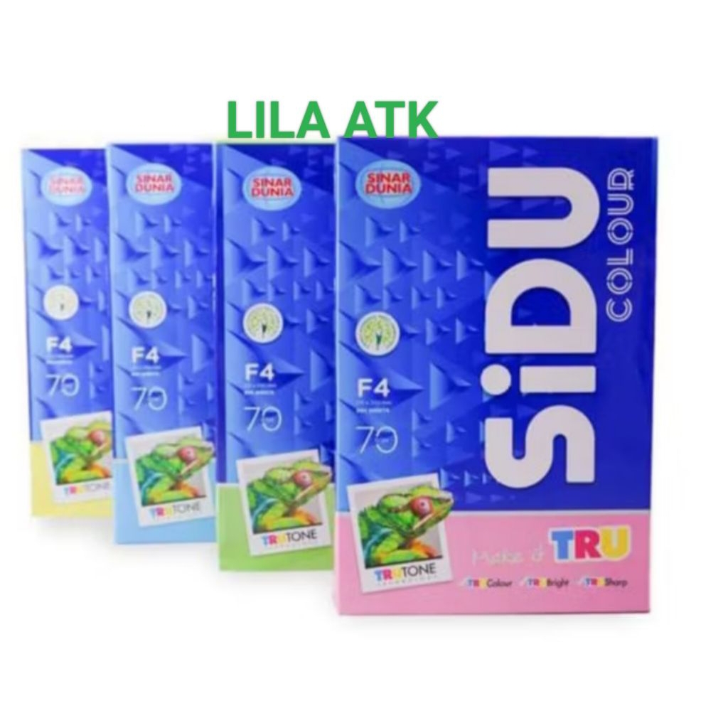 Kertas HVS Folio/F4 Warna 70gram SIDU warna Pink Kuning Hijau Biru ( 1 Rim)