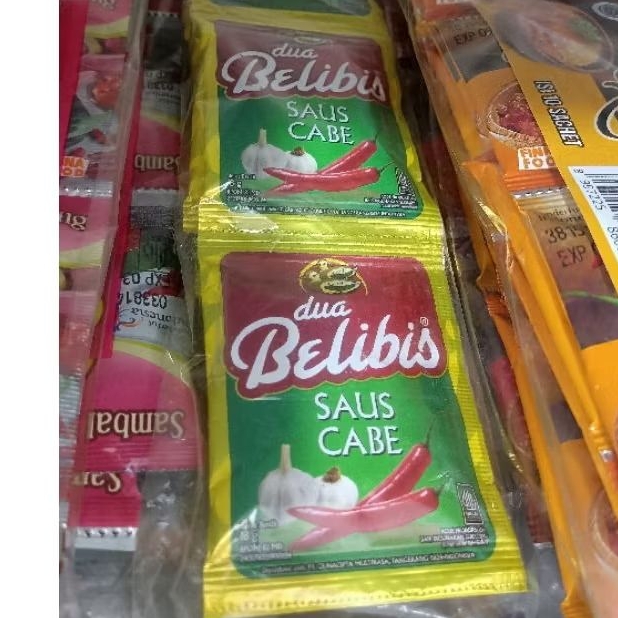 Promo saos cabe belibis sachet 18gram / saos dua belibis satu renteng murah