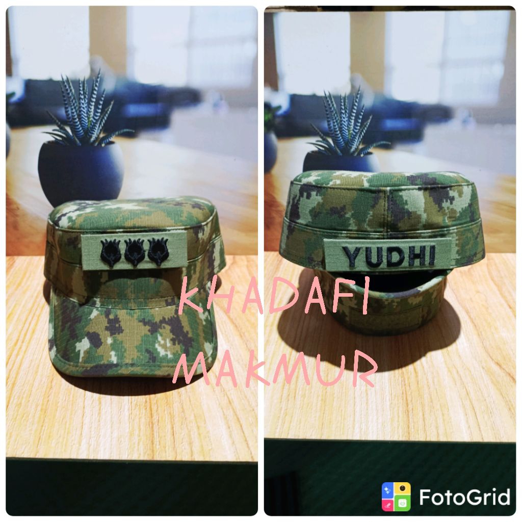 Topi pet PDL tni ad loreng NKRI / Topi komando PDL tni  ( baru Sage green ) Wajib baca deskripsi