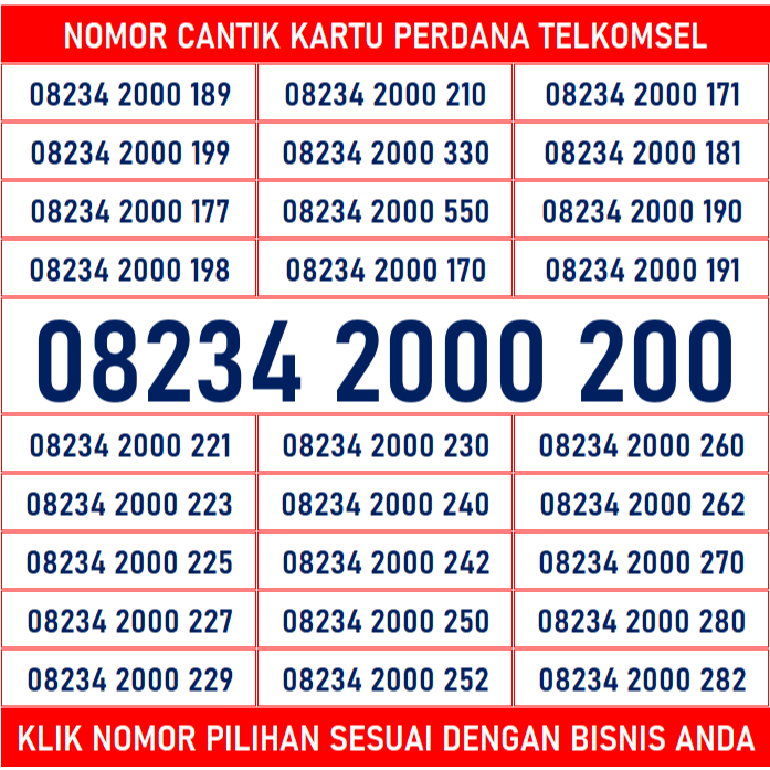 Nomor Cantik Kartu Perdana Telkomsel Simcard 2K