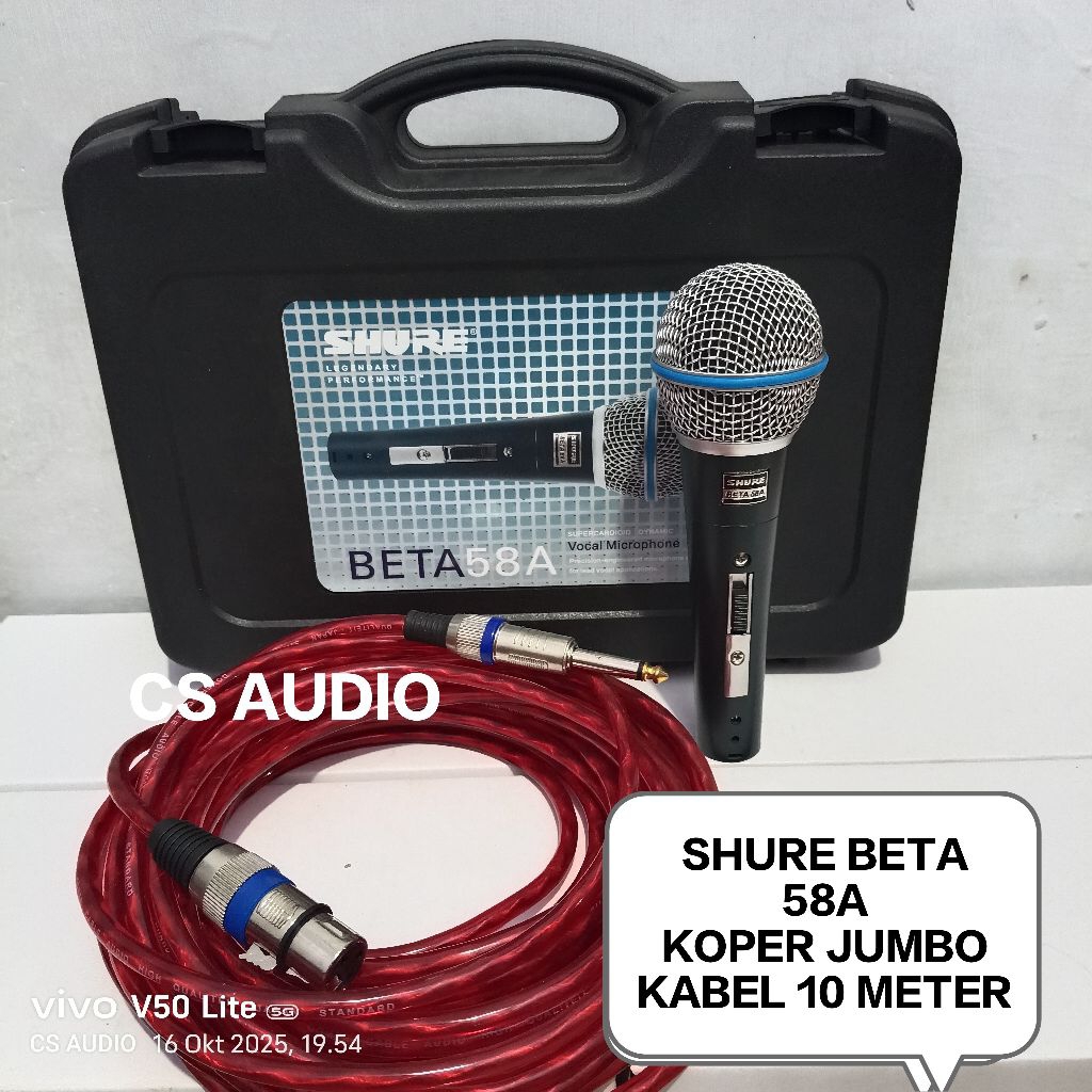 KABEL 10 MTER, KOPER JUMBO, MIK SHURE BETA 58A, FUUL BESI, MIK VOCAL