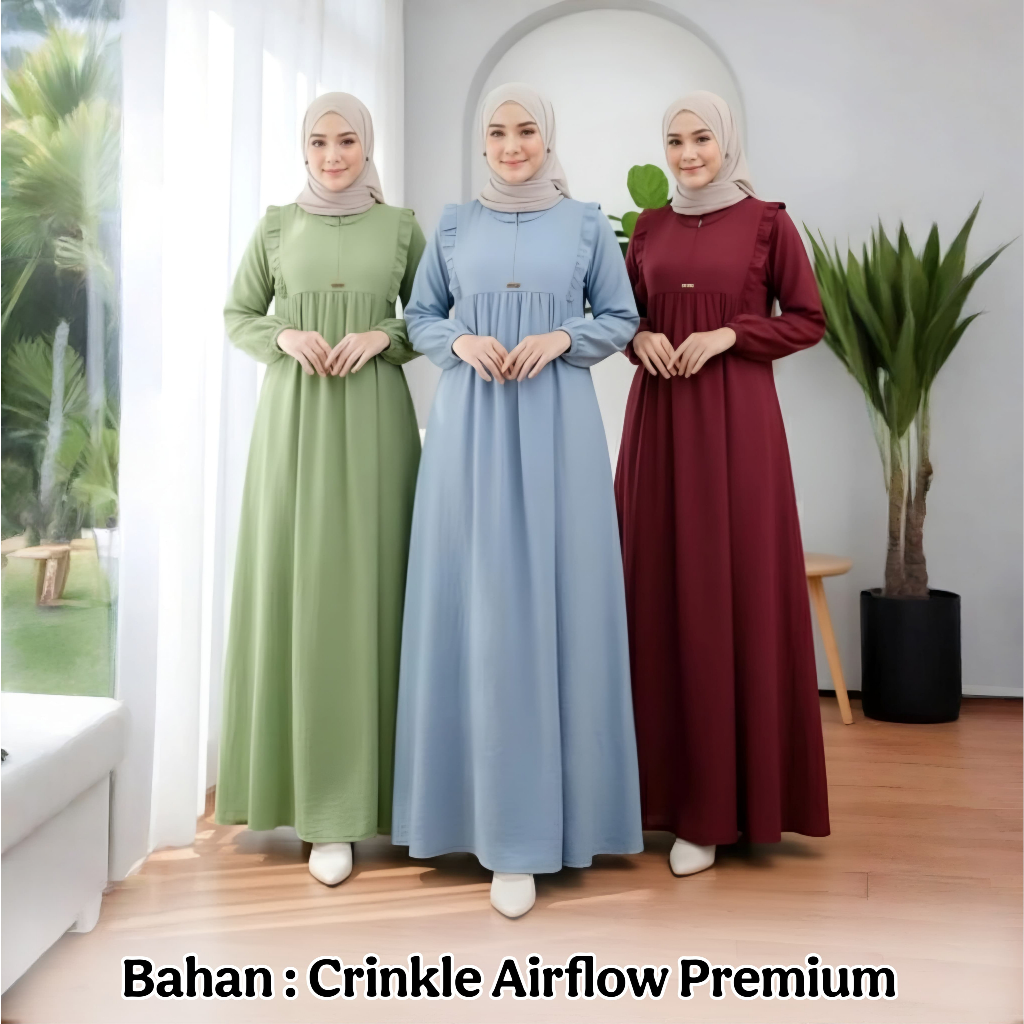 Gamis Crinkle Airflow Busui Frendly Rempel Dada