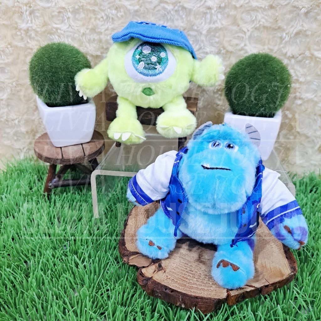 Gantungan Boneka Monster Inc Biru Hijau Gantungan Kunci Mike Sullivan Sulley