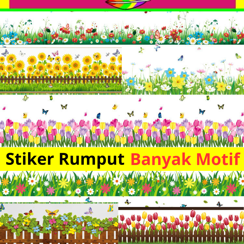 STIKER DINDING D3 MOTIF PAGAR RUMPUT DAUN POHON PALEM KAKTUS DEKORASI RUMAH UNTUK PINTU JENDELA KACA