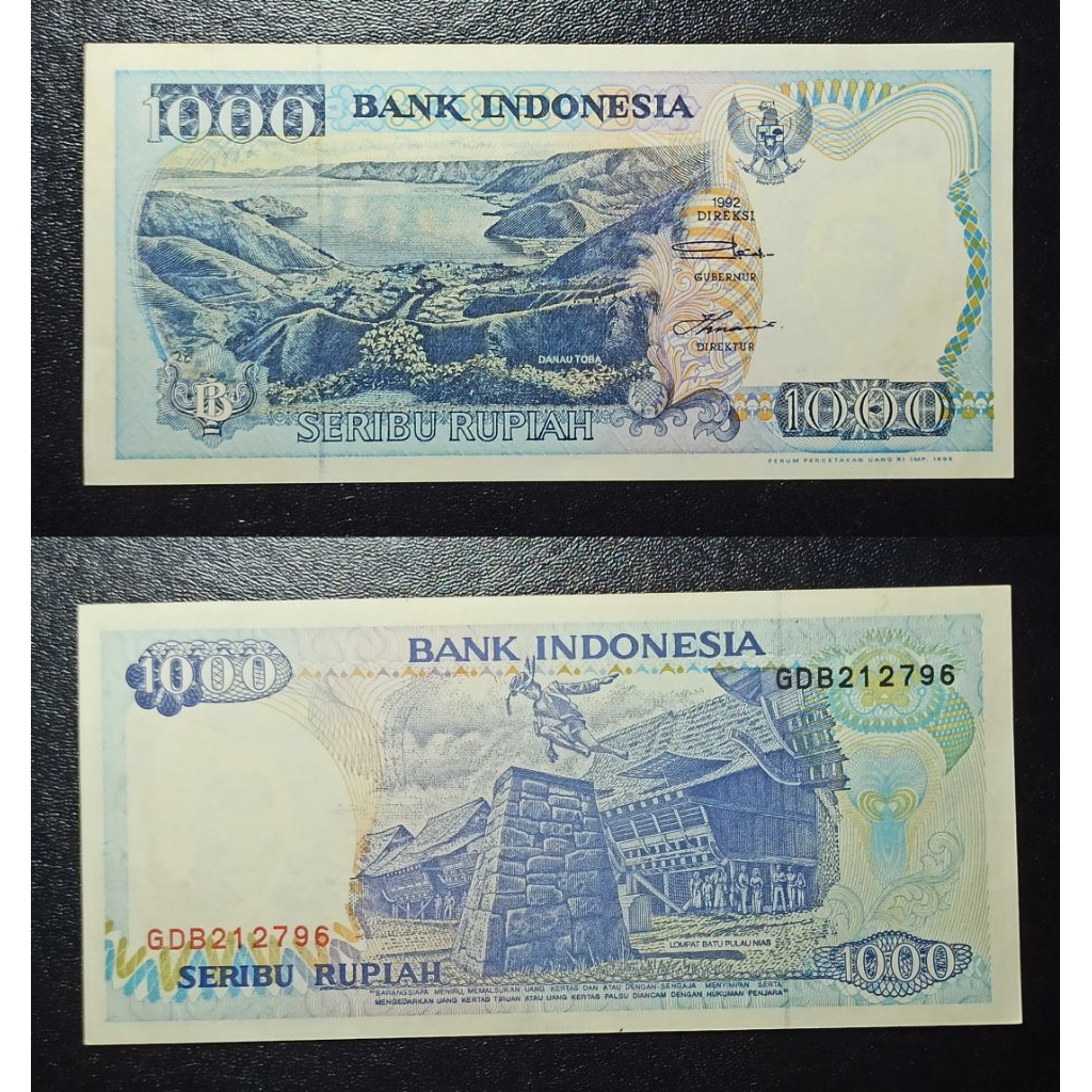uang kuno Indonesia 1000 rp tahun 1992 p1858