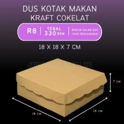 ( PROMO ) DUS NASI KOTAK 18 X 18 KRAFT COKLAT TUTUP SAMBUNG, NASI BOX, DUS KRAFT
