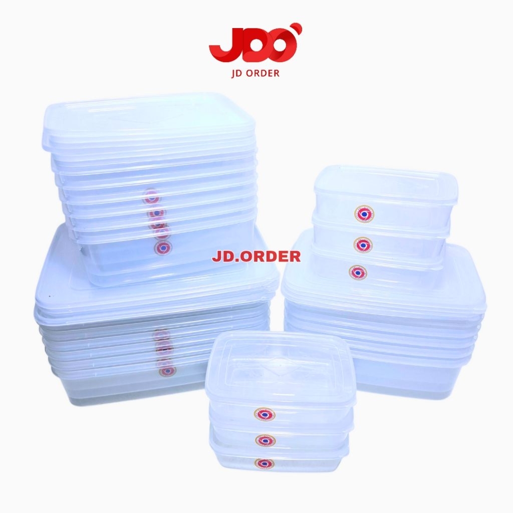 JDO Paket 6Pcs Kotak Tempat Donat Plastik 1000ml, 3500ml, 5000ml, 7200ml Oriplast Kicthenware