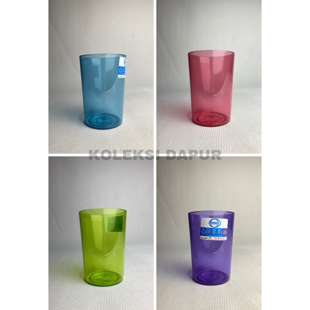 Gelas Ocha Bening Plastik Tebal HINO 350ml Warna Warni | Gelas Minum BPA Free Anti Pecah