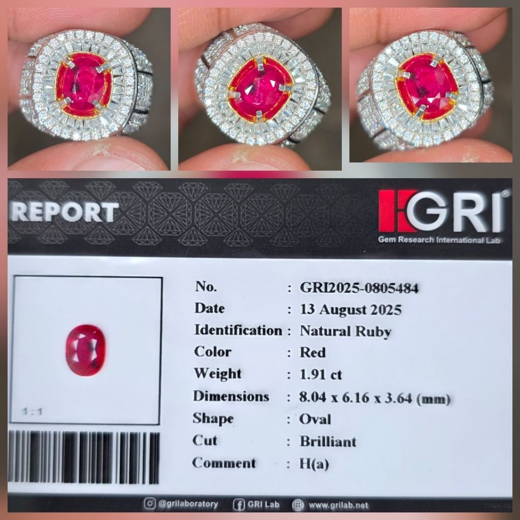Batu Natural Red Ruby Heat A Memo 1.91 crt