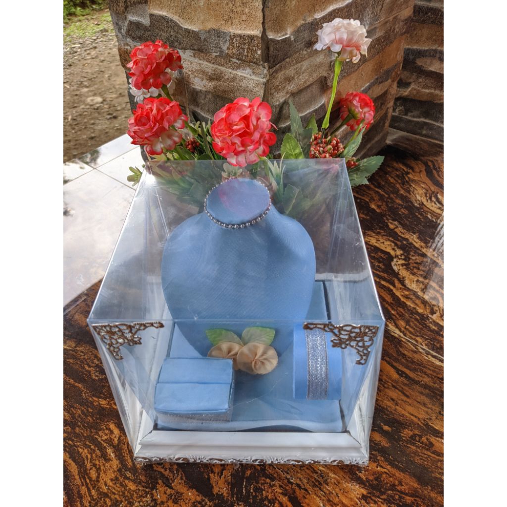 Tempat perhiasan seserahan pernikahan set tutup mika