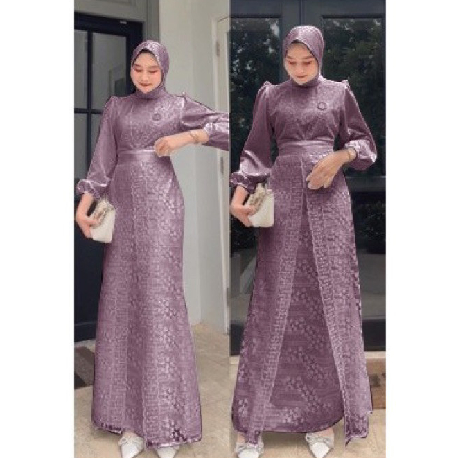 [𝐏𝐚𝐝𝐮 𝐃𝐫𝐞𝐬𝐬] Maxi Dress Gamis Remaja Warna Mauve Lavender – Fashion Muslim Kekinian untuk Pesta & Le
