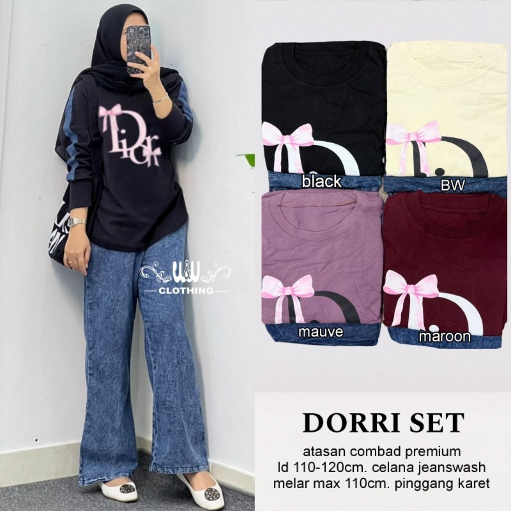 Dorri setelan setelan jeans wanita kekinian by w&w tunik kaos combed kemeja tunic striped kemeja gar