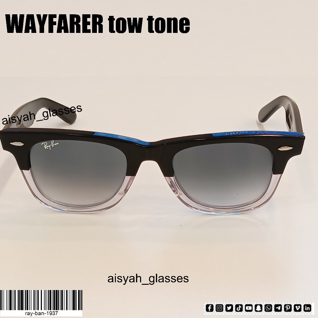 Kacamata 2140 Mirror Two Tone 50-22 150mm 3N Wayfarer Unisex Logo Iconik